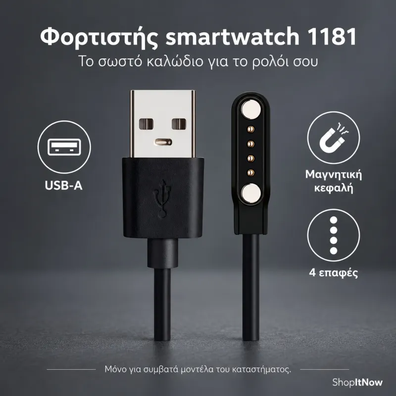 φορτιστής smartwatch 1181 - μόνο για ρολόγια κατασ/τος