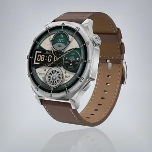 Silver case / Brown leather strap