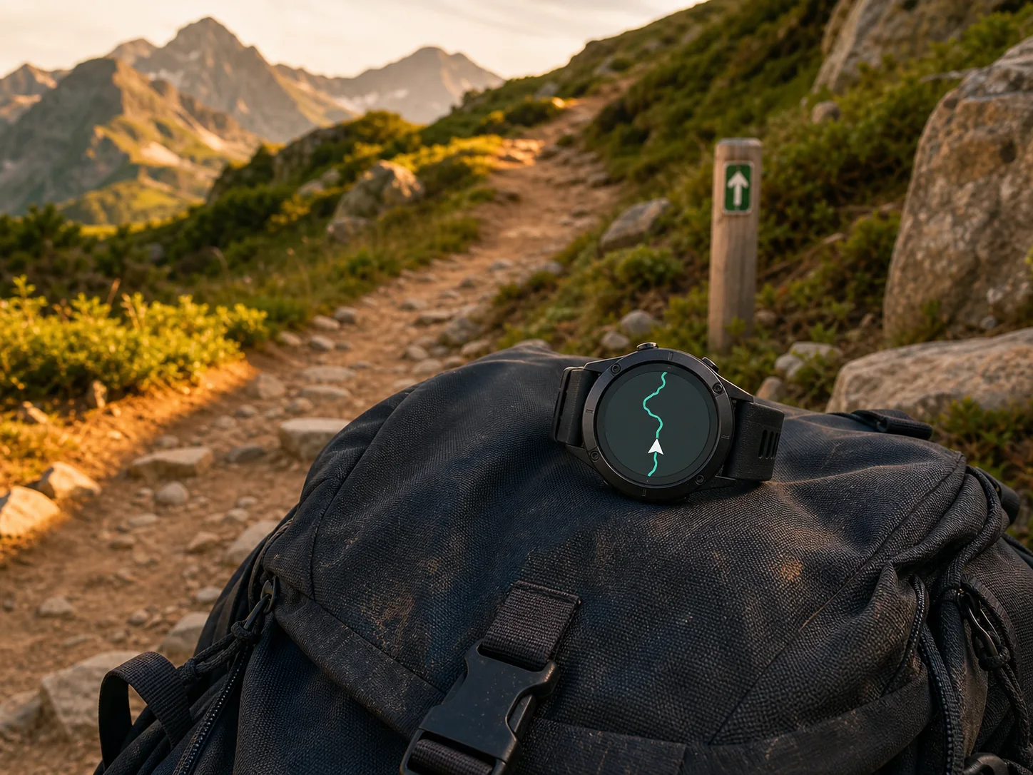 Smartwatch με GPS και ενεργή διαδρομή σε ορεινό μονοπάτι
