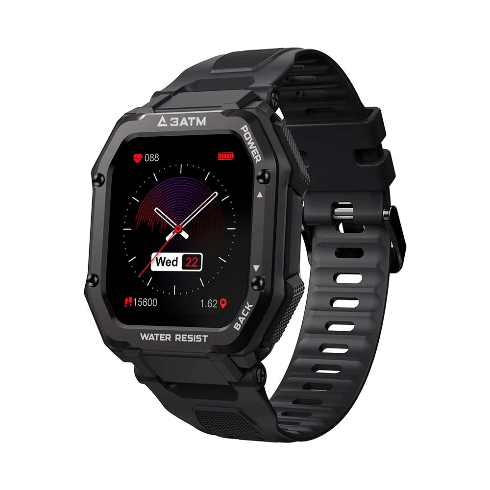 smartwatch kospet rock c16 - Μαύρη κάσα / Μαύρο λουρί σιλικόνης