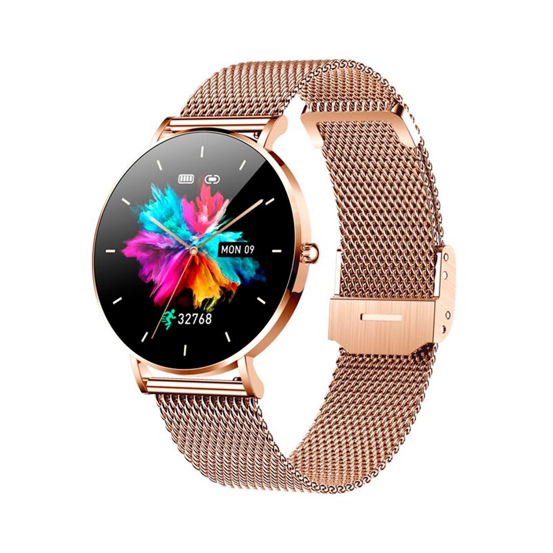 smartwatch T8 - Ροζ - Χρυσή κάσα / Ροζ - Χρυσό μεταλλικό λουρί Τεχνολογία > Smartwatches > Smartwatch