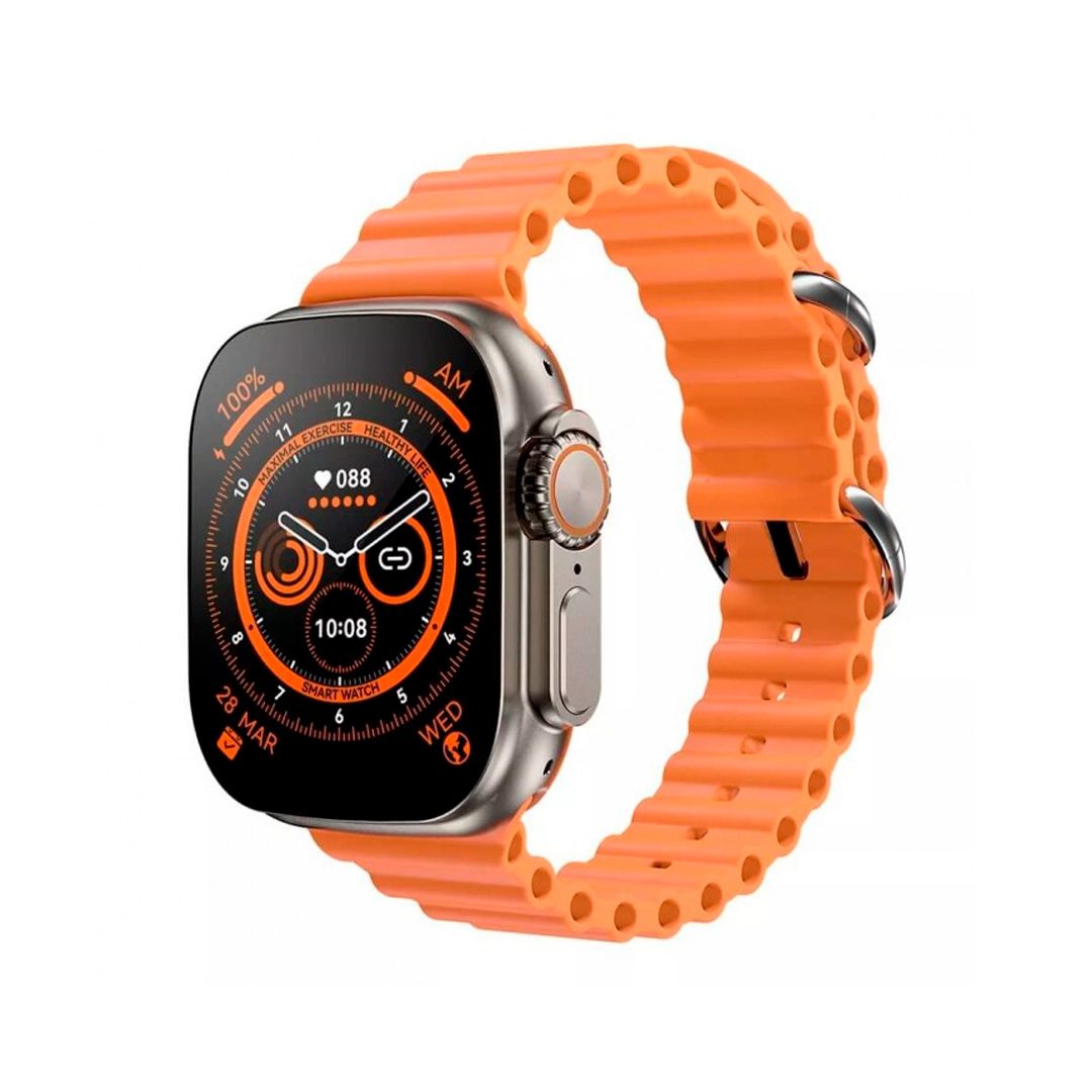 Smartwatch DT8 Ultra Plus - Ασημί κάσα / Πορτοκαλί λουρί σιλικόνης 1188-Ασημί κάσα / Πορτοκαλί λουρί σιλικόνης
