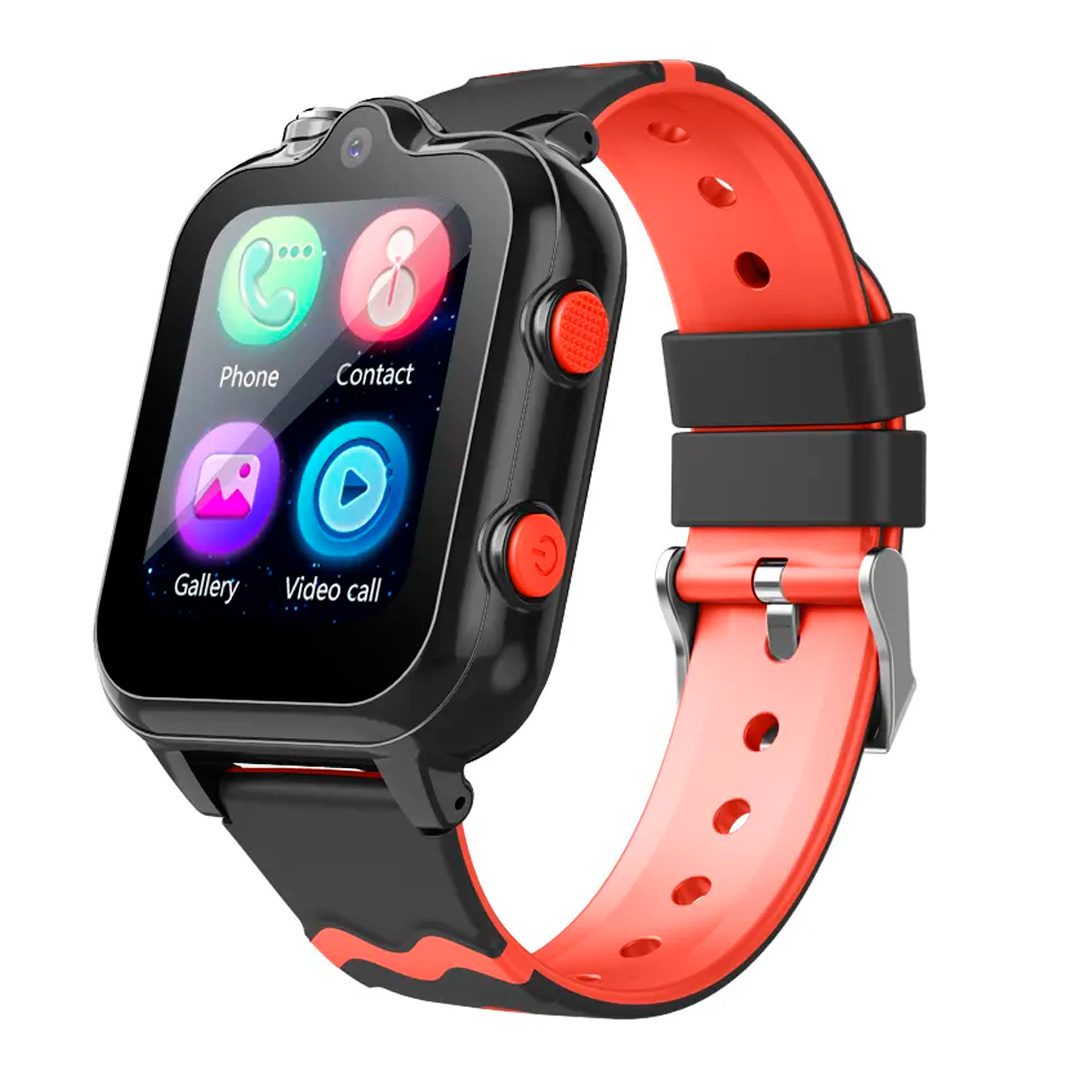 smartwatch KT18 Pro παιδικό - Μαύρη κάσα / Μαύρο-Κόκκινο λουρί σιλικόνης Τεχνολογία > Smartwatches > Παιδικά Smartwatches > Παιδικά με κάρτα SIM