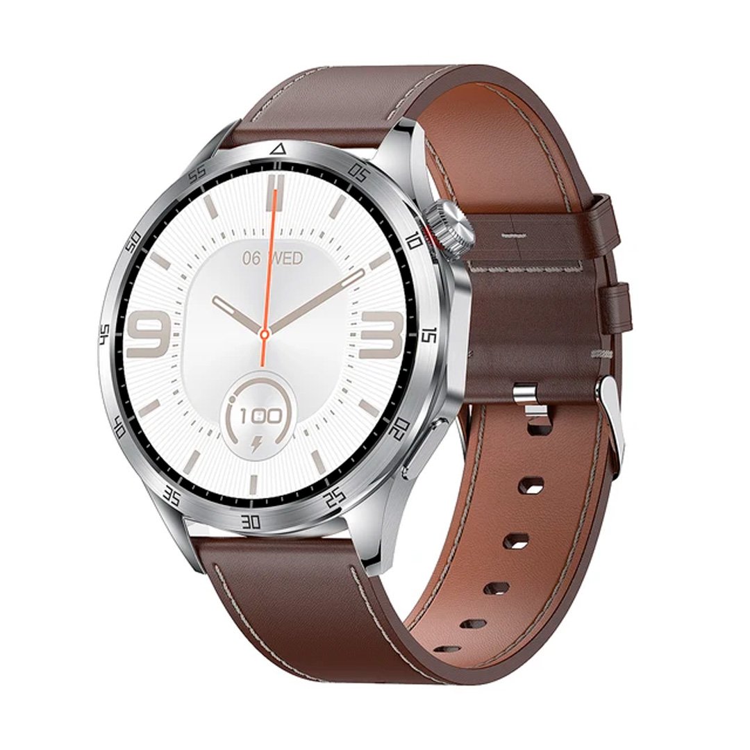 Smartwatch GT4 MAX - Ασημί κάσα / Καφέ λουρί δερμάτινο Τεχνολογία > Smartwatches > Smartwatch
