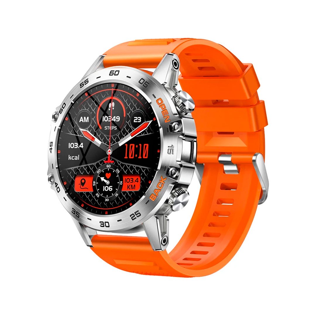 Smartwatch K52 - Ασημί κάσα / Πορτοκαλί λουρί σιλικόνης Τεχνολογία > Smartwatches > Smartwatch