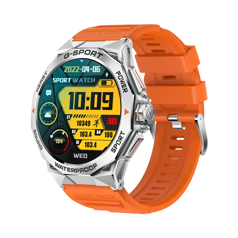 Smartwatch K62 - Ασημί κάσα / Πορτοκαλί λουρί σιλικόνης Τεχνολογία > Smartwatches > Smartwatch