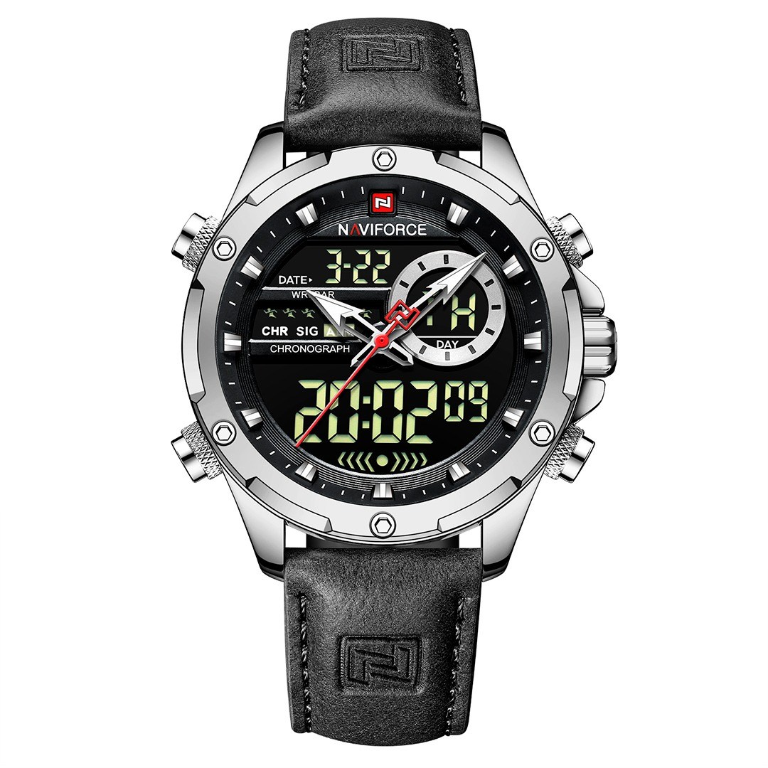ρολόι naviforce 9208 - Ασημί κάσα / Μαύρο λουρί σιλικόνης Τεχνολογία > Smartwatches > Υβριδικά / Αναλογικά